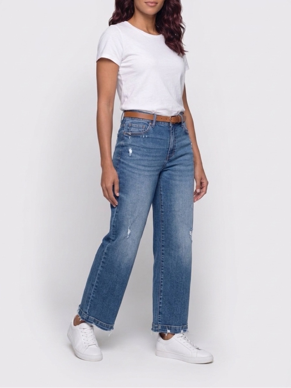 Judy Blue High-Waisted Vintage Wash Cropped Wide Leg Jeans JB88592 EUC SZ 13/31